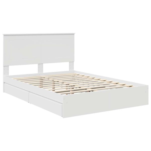 vidaXL Opslag bed met hoofdeinde Wit 140 x 200 cm Bewerkt hout
