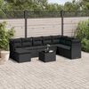 vidaXL 9-delige Loungeset met kussens poly rattan zwart