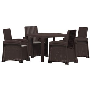 vidaXL Tuin eettafelset 5 st Bruin en lichtgrijs PP