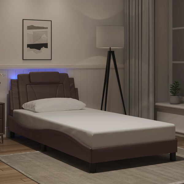vidaXL Bedframe "Viana" met LED zonder matras bruin 100x200 cm