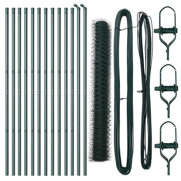 vidaXL Afrasteringspaal Groen 25 x 1 m (50 mm gaas) Staal