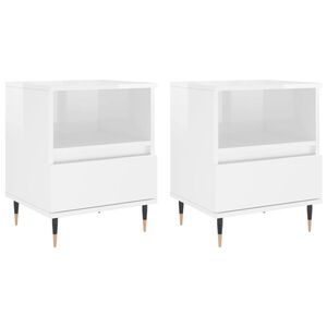vidaXL Nachtkastjes 2 st 40x35x50 cm bewerkt hout hoogglans wit