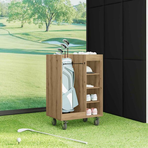 vidaXL Golfkast met wiel Effen Artisan Eiken 65 x 45 x 98 cm
