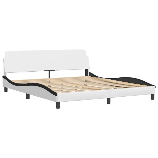vidaXL Bed met matras "Hvar" kunstleer wit en zwart 180x200 cm