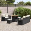 vidaXL Tuinbankenset met kussen 10 pcs Zwart en Cr&egrave;me poly rattan