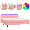 vidaXL Boxspring met matras en LED fluweel roze 200x200 cm