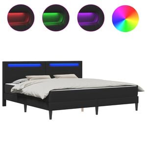 vidaXL Bedframe met LED-stripverlichting Zwart 180 x 200 cm Kunstleer