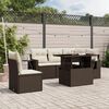 vidaXL 6-delige Loungeset met kussens poly rattan bruin