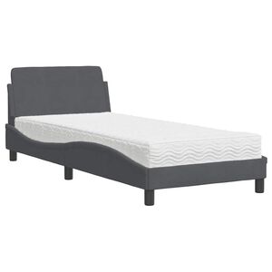 vidaXL Bed met matras "Dover" fluweel donkergrijs 80x200 cm