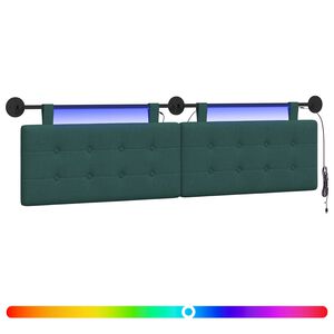 vidaXL Hangend hoofdbord Met LED-verlichting Donkergroen Stof