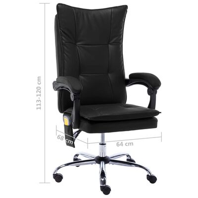 vidaXL Massage kantoorstoel kunstleer zwart