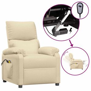 vidaXL Massagestoel elektrisch stof cr&egrave;mekleurig
