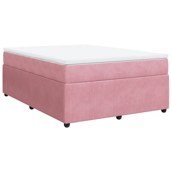 vidaXL Boxspring met matras fluweel roze 140x190 cm
