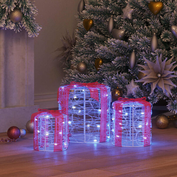 vidaXL Decoratie voor Geschenkdoos 3 pcs Blauw 20 x 20 x 21 cm Acryl