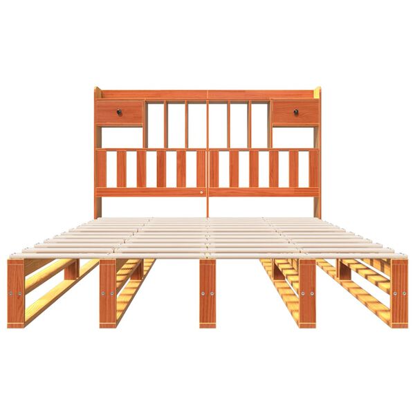 vidaXL Bed met boekenkast zonder matras grenenhout wasbruin 160x200 cm