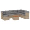 vidaXL 9-delige Loungeset met kussens poly rattan beige