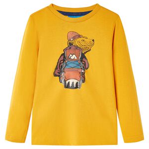 Kindershirt met lange mouwen 104 okerkleurig