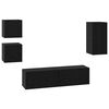vidaXL Tv-meubelset Wandgemonteerd 5 pcs Zwart Eiken Bewerkt hout