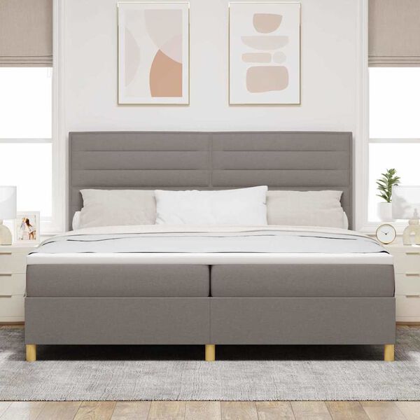 vidaXL LED Box Spring Bed met matras Taupe 200 x 200 cm Stof