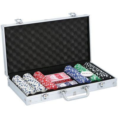 Pokerset - Aluminium Koffer - 300 Fiches - 5 Dobbelstenen