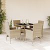vidaXL 5-delige Tuinset met kussens poly rattan en glas beige