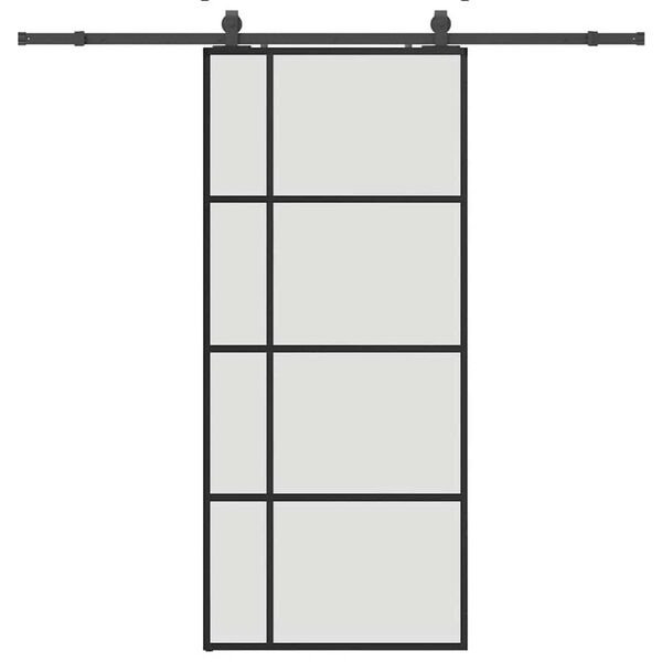 vidaXL Schuifdeur met beslagset 90x205 cm ESG glas zwart