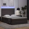 vidaXL Opbergbed met LED met matras Grijs 140 x 200 cm Nep Leer