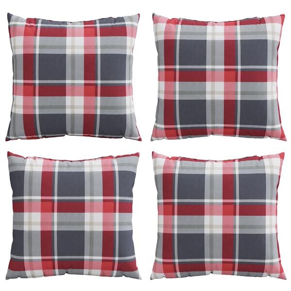 vidaXL Bankkussens 4 stuks Rood Geruit Patroon 40x40 cm Stof