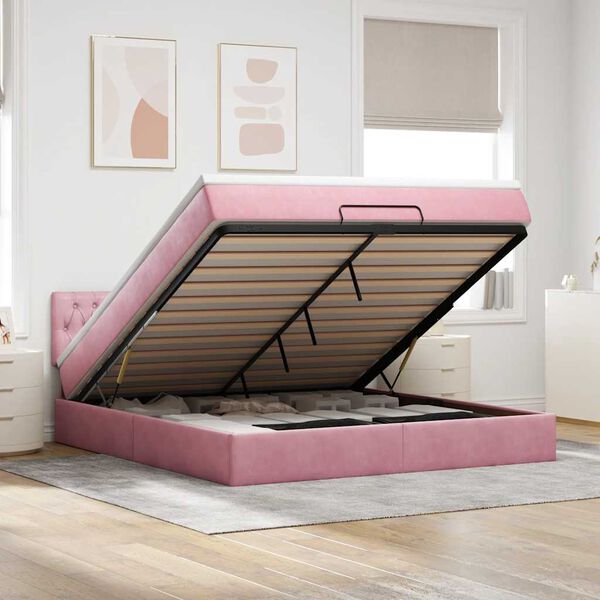 vidaXL Ottoman bed met matras 180x200 cm fluweel roze