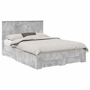 vidaXL Bedframe met hoofdeinde Beton Grijs 135 x 190 cm Bewerkt hout