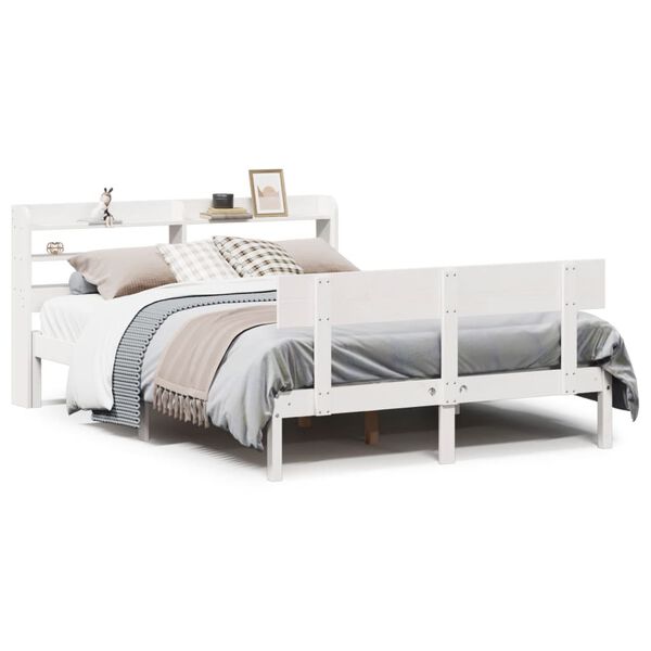 vidaXL Bedframe zonder matras massief grenenhout wit 140x190 cm