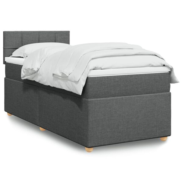 vidaXL Boxspring met matras stof donkergrijs 80x200 cm