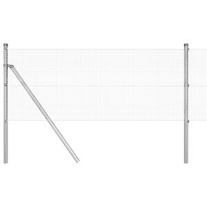 vidaXL gelast draadhek met grondbevestiging 10 x 0,4 m Zilverkleurig
