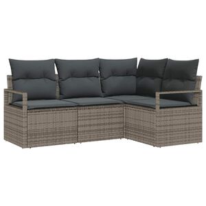 vidaXL Bankstel 4 st Grijs poly rattan