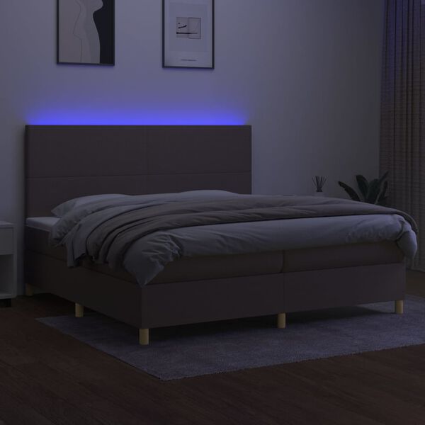 vidaXL Boxspring met matras en LED stof taupe 200x200 cm