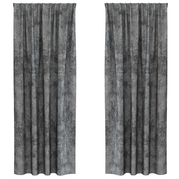vidaXL Velvet Gordijnen met gordijnen 2 pcs Grijs 245 x 140 cm Fluweel