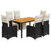 vidaXL 7-delige Bistroset met kussens poly rattan zwart