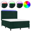 vidaXL Boxspring met matras en LED fluweel donkergroen 140x190 cm