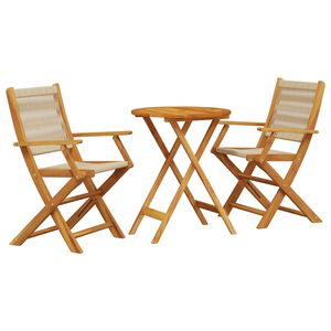 vidaXL 3-delige Bistroset polypropeen en massief hout beige