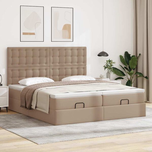vidaXL Ottoman bed met matrassen 160x200cm kunstleer cappuccinokleurig