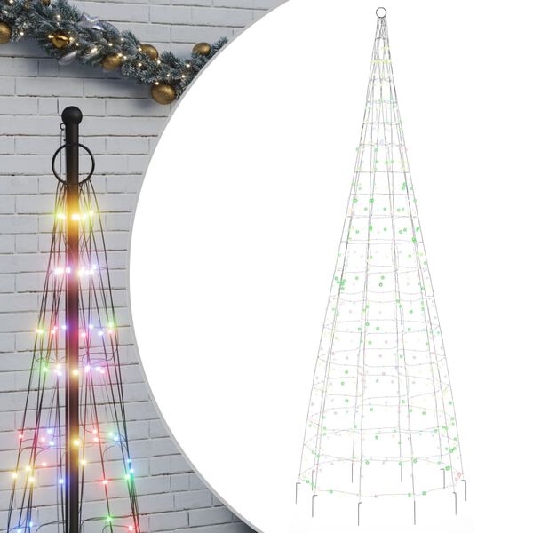 vidaXL LED-kerstboom aan vlaggenmast 550 LEDs kleurrijk 300 cm