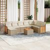 vidaXL 9-delige Loungeset met kussens poly rattan beige