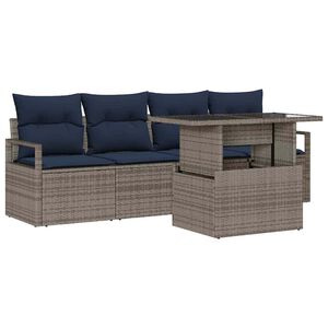 vidaXL Tuin Sofa Set 5 st 4-Aantal zitplaatsen Grijs poly rattan