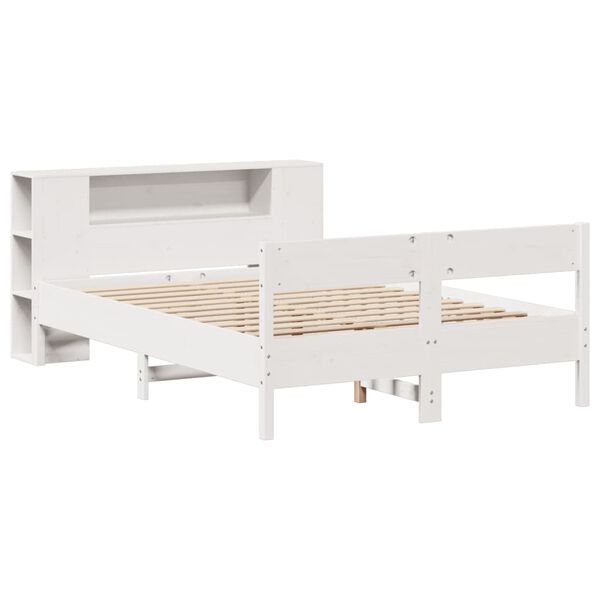 vidaXL Bed met boekenkast zonder matras grenenhout wit 120x190 cm