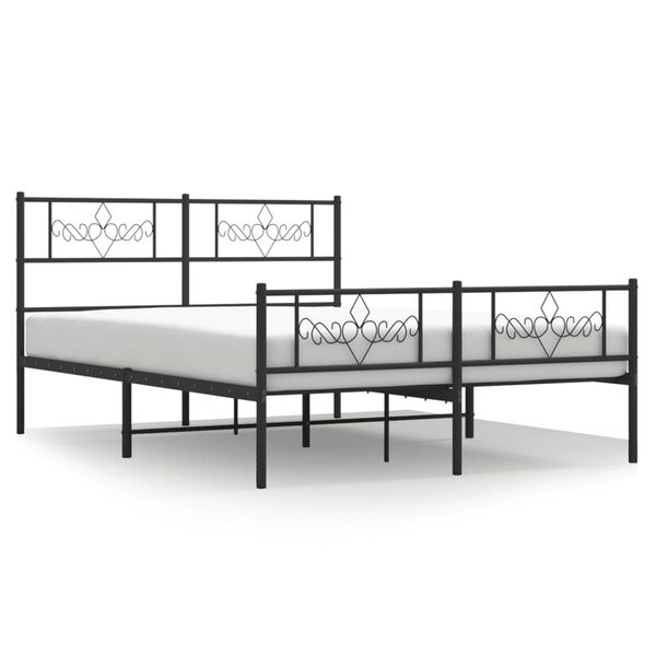 vidaXL Bedframe met voetbord zonder matras metaal zwart 160x200 cm