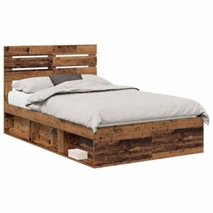 vidaXL Bedframe met hoofdeinde Oudhout 120 x 200 cm Massief grenenhout