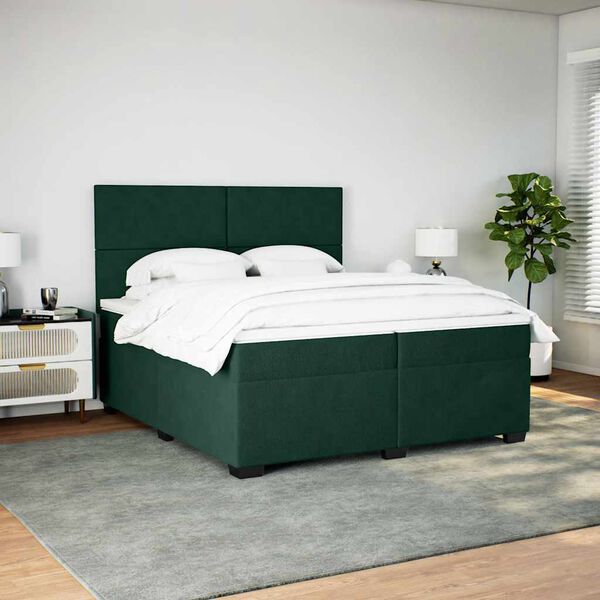 vidaXL Boxspring met matras fluweel donkergroen 200x200 cm
