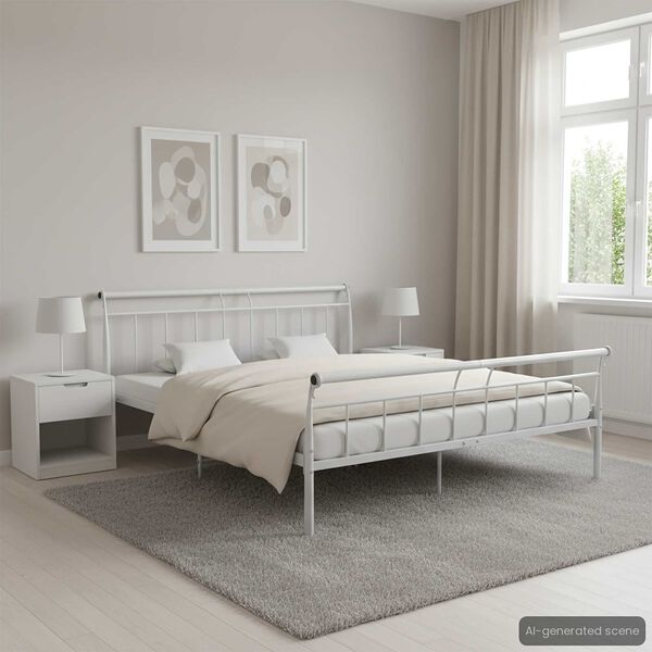 vidaXL Bedframe metaal wit 160x200 cm