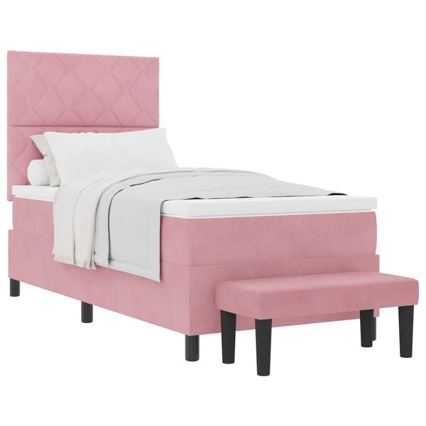 vidaXL Boxspring bed met matras Roze 90 x 190 cm Fluweel