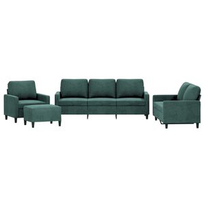 vidaXL 4-delige Loungeset met kussens fluweel donkergroen